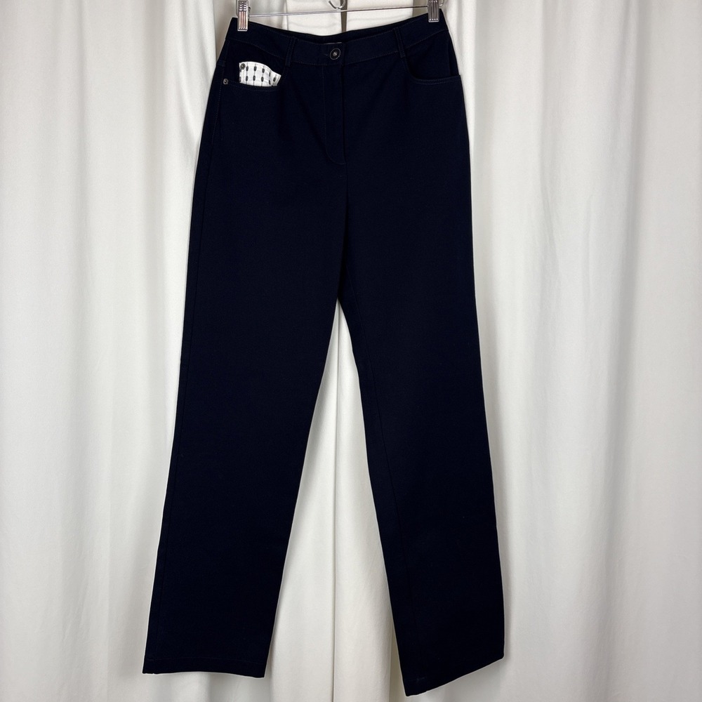 St. John Sport Essentials Pocket Accent Classic Blue Pants Women's Sz 6/28 EUC